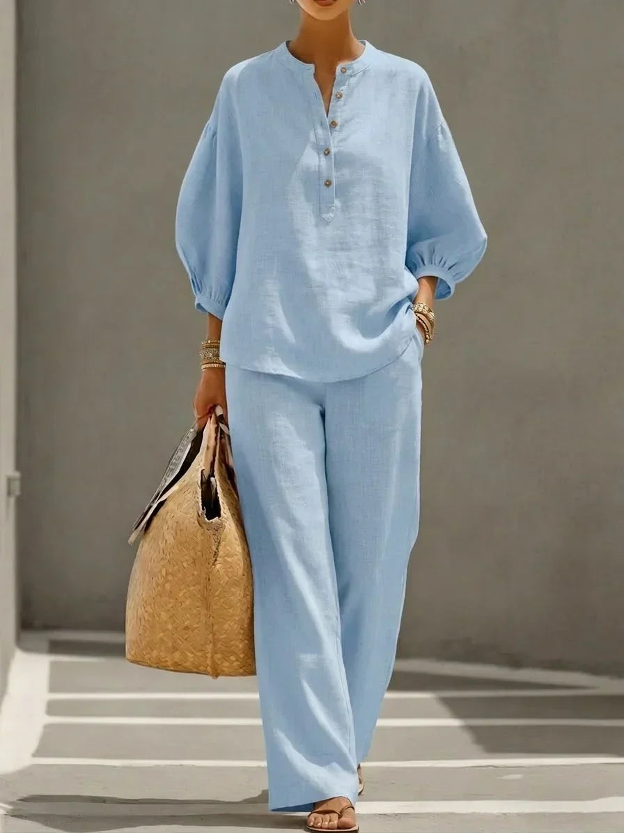Camille | Relaxed Linen Button-Up Two-Piece Set
